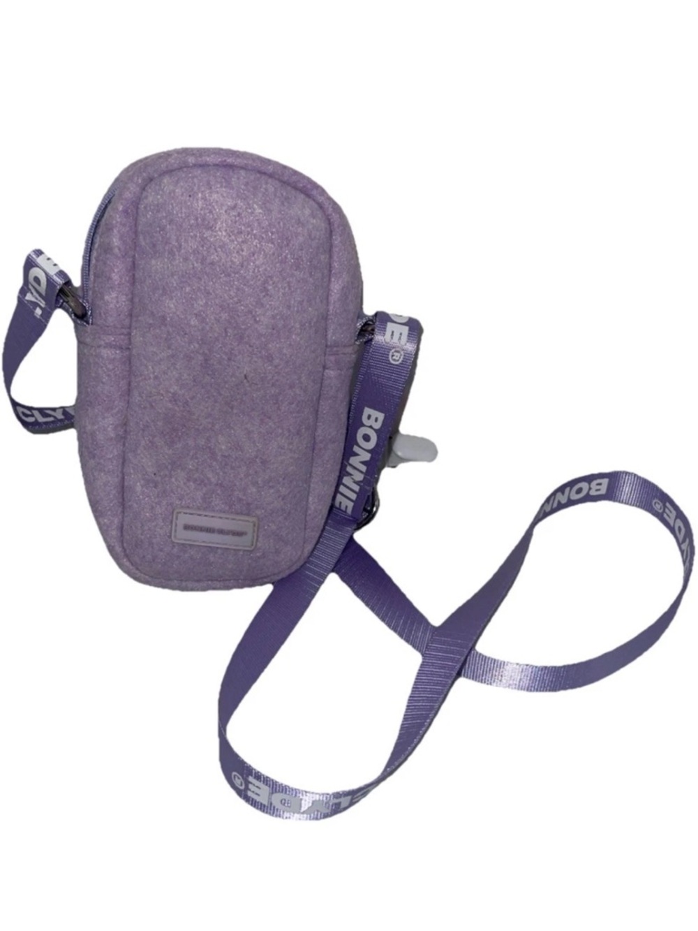 Bonnie Clyde Wool Lavender Zip Top Small Crossbody Bag with Adjustable Strap